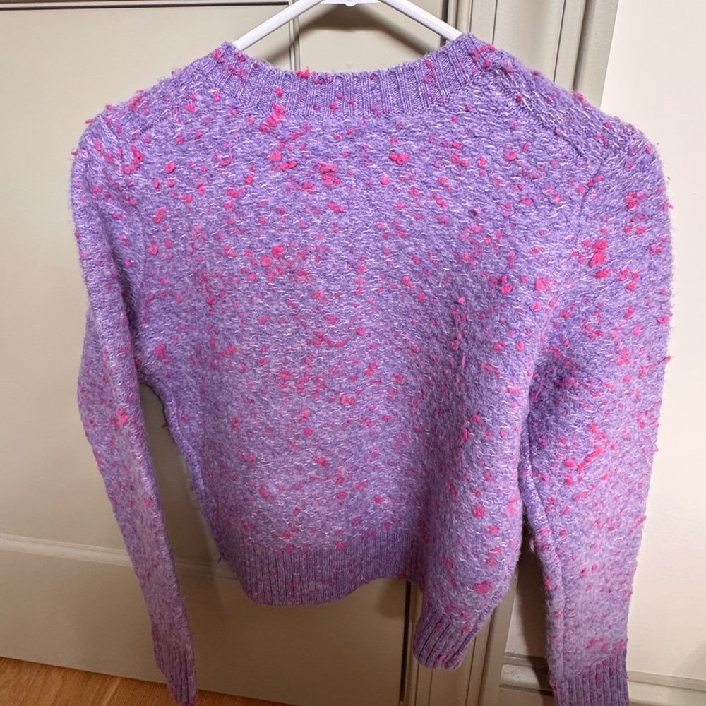 J. Crew Women's Purple Sweater with Floral Embroidery - Picture 3 of 7
